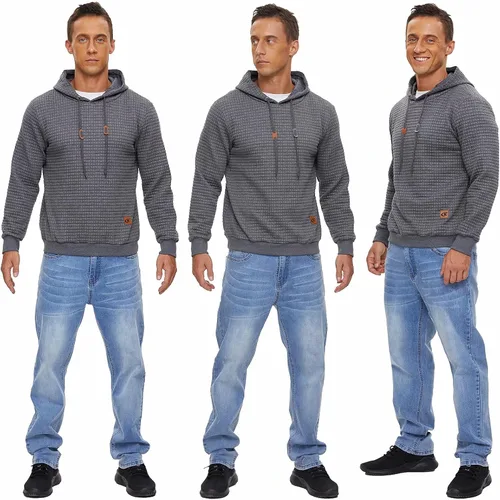 Miniatura 6 de YuKaiChen - Sudadera casual sin botones con capucha de manga larga para hombres