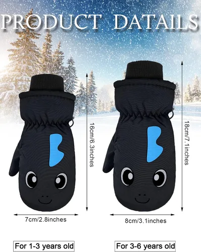 Miniatura 3 de Guantes de esquí de invierno guantes impermeables con forro de algodón cálido para niños