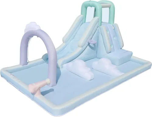 Bounceland Splash N' Dash - Tobogán acuático de ensueño, 14.4 pies de largo x 9.1 pies de ancho x 6.8 pies de alto, tamaño inflado, diversión al