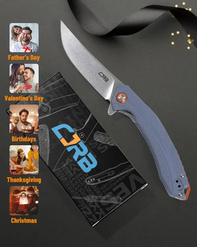 Miniatura 5 de CJRB - Cuchillo plegable Gobi (J1906), con hoja de acero en polvo AR-RPM9, mango G10, de bolsillo, para uso diario, azul Hoja AR-RPM9