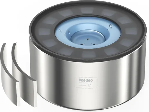 Miniatura 11 de Cuenco de agua antiderrames para perros, de acero inoxidable de doble pared con tapa a prueba de salpicaduras y disco flotante, base antideslizante