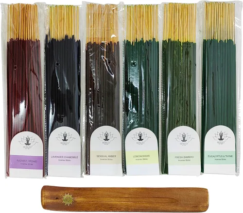 Miniatura 11 de Hosley Aromaterapia Paquete de 480 varillas de incienso lavanda, eucalipto, menta, sándalo, guisante dulce, jazmín, niebla tropical, manzana