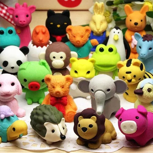 URSKYTOUS 34 piezas Borradores de animales a granel lindos mascotas de escritorio para niños, rompecabezas de borradores, desmontables, geniales