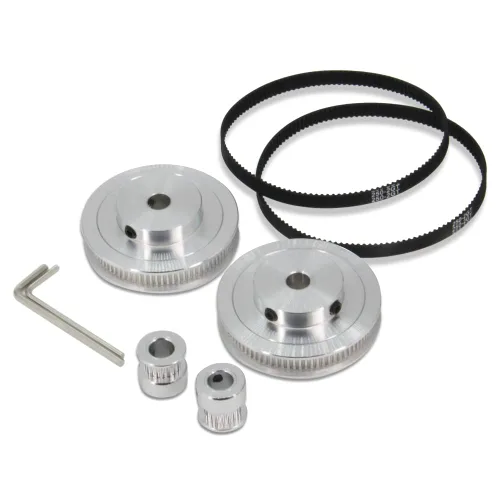 Miniatura 11 de Juego de 2 poleas de sincronización de aluminio GT2 de 20 y 30 dientes, 0.197 in de diámetro con 2 unidades de longitud de 7.874 in de ancho, correa