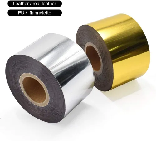 Miniatura 4 de Papel de estampado en caliente, 1 rollo dorado + 1 rollo plateado de 1.5 pulgadas x 400 pies, papel dorado anodizado de transferencia de calor