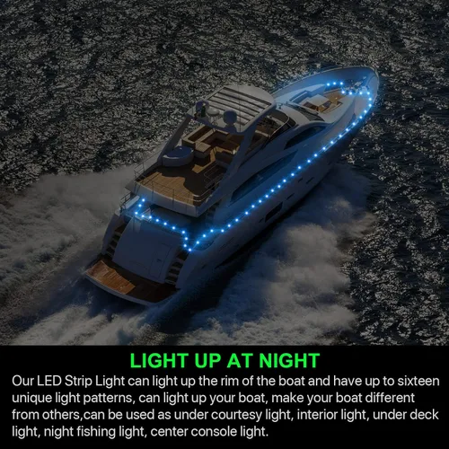 Miniatura 3 de Tira de luces LED para barco, luces de barco de control remoto de 16.4 pies, 16 cambios de color, luz interior de barco impermeable, luz de cubierta