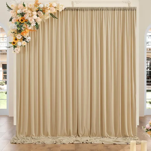 Miniatura 110 de Cortinas de telón de fondo granate de 10 pies x 10 pies sin arrugas para fiestas, 2 paneles de cortinas de telón de fondo de poliéster sedoso