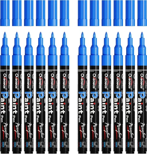 Miniatura 13 de Marcadores de Pintura Overseas - Marcadores Permanentes Blancos de Pintura Acrílica, Juego de 12, a Base de Agua, Impermeables, Punta Extrafina