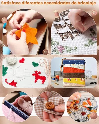 Miniatura 6 de FIVEIZERO 80/40 PCS agujas de coser de acero inoxidable premium, 7 tamaños de agujas afiladas de costura de ojo grande, aguja de cuero aguja de hilo