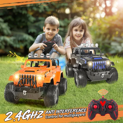 Miniatura 6 de Auto de control remoto 1:16 con aerosol, luces y sonido, Jeep de control remoto de 2.4 GHz para niños, todo terreno, todoterreno, Jeep RC, juguete