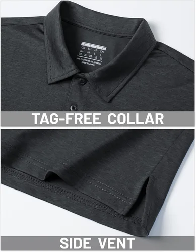 Miniatura 4 de MAGCOMSEN Camisas polo de 3 botones para hombre, de secado rápido, de verano, de piqué, de golf, polo