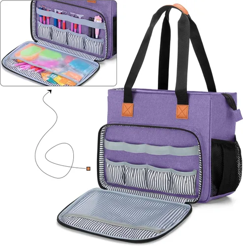 Miniatura 2 de LUXJA Estuche de transporte para almohadilla de luz A4 y accesorios de pintura de diamante, bolsa de almacenamiento para herramientas de pintura