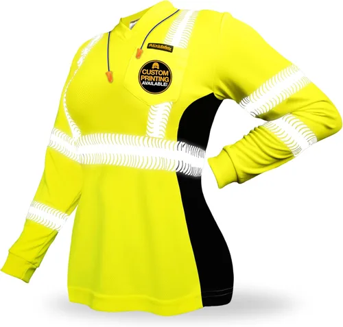 KwikSafety - Charlotte, NC - Vixen Hi Vis Long Sleeve Safety Shirt for Women [Angel Hair Reflective Tape] Manga larga | Amarillo