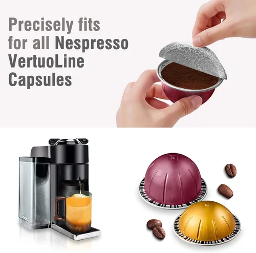 Miniatura 4 de VIVI SKY 120 tapas de papel de aluminio para cápsulas Nespresso reutilizables Vertuoline, cápsulas de café, sellos, cubiertas adhesivas compatibles