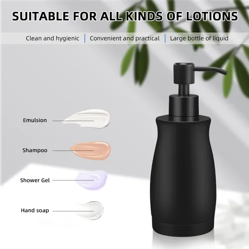 Miniatura 4 de ARKTEK Dispensador de jabón negro mate de acero inoxidable de 13.5 onzas – Dispensador de loción líquida para manos, dispensador de jabón recargable