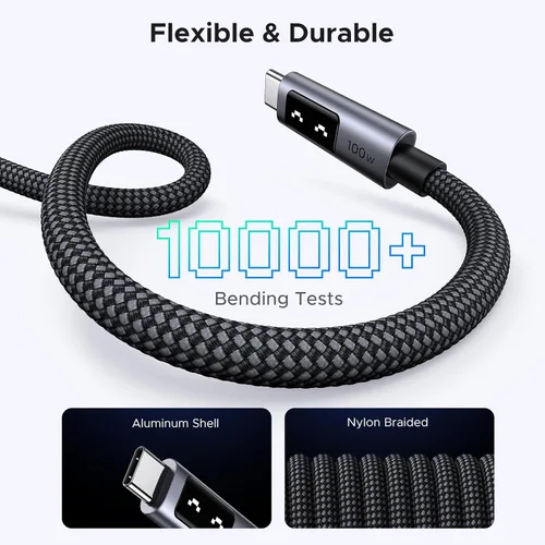 Miniatura 5 de UGREEN Uno - Cable USB C a USB C de 100 W, cable de carga rápida tipo C con pantalla LED para iPhone 17/17 Air/17 Pro/17 Pro Max/16, MacBook