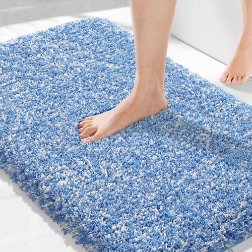 Miniatura 105 de Yimobra Alfombra de baño de felpa esponjosa, súper lanuda suave, cómoda, antideslizante, absorbente de agua, alfombra de baño de microfibra que se