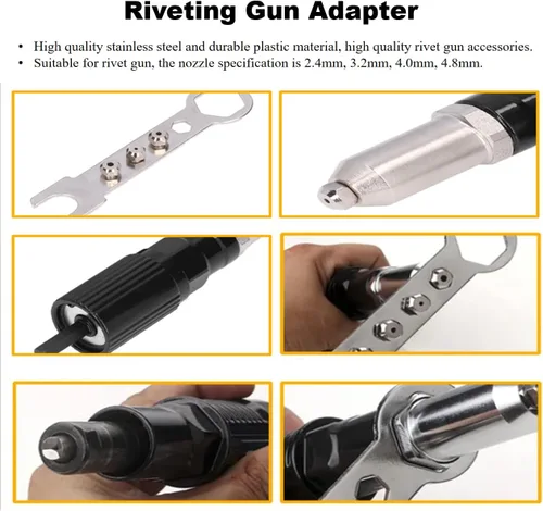 Miniatura 3 de Adaptador de pistola remachadora eléctrica, Accesorio de pistola de remache, Máquina de remache de taladro eléctrico, Remache de agarre y clavo