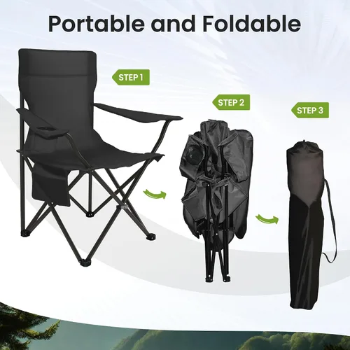 Miniatura 5 de Silla portátil de campamento, paquete de 2, silla plegable para exteriores con portavasos y bolsillo lateral para campamento, senderismo, picnic