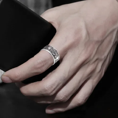 Miniatura 7 de Anillo de Feng Shui ajustable decorativo ligero masculino chino Feng Shui Pixiu anillo de dedo joyería retro