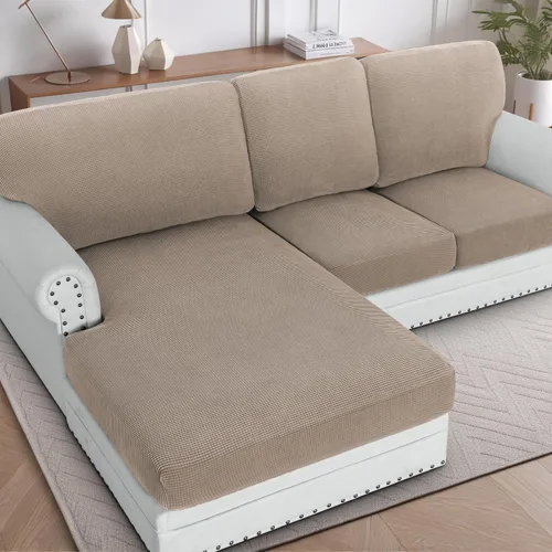 Miniatura 29 de H.VERSAILTEX Fundas para sofá seccional, 4 piezas, fundas de cojín de asiento de sofá en forma de L, fundas de cojín separadas para chaise longue