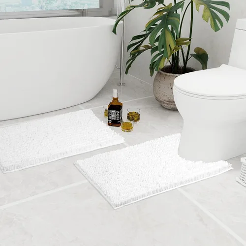 Miniatura 300 de Walensee Alfombra de baño antideslizante (24x17 pulgadas, rosa polvoriento) absorbente de agua, súper suave, lanuda de felpilla, lavable a máquina