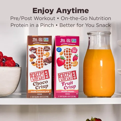 Miniatura 7 de Perfect Bar - Barra de proteínas con crujiente de frutas, frutos rojos mixtos y mantequilla de nueces, snack de proteínas, sin gluten, sin soya, sin