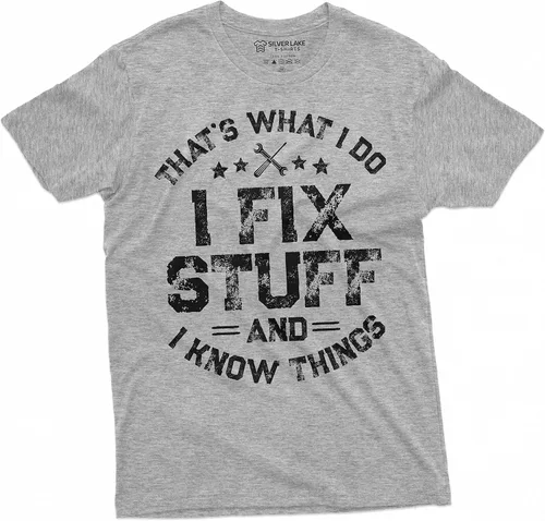 Miniatura 4 de Camiseta divertida con texto en inglés "I fix Stuff" para hombre