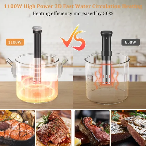 Miniatura 3 de Máquina Sous Vide, Recetas de Aplicación WiFi Incluidas, Cocina Sous Vide 1100W, Circulador de Inmersión Cocina de Precisión con Temperatura