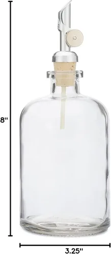 Miniatura 8 de Rail19 Dispensador de enjuague bucal de vidrio transparente con boquilla de vertido de metal, dispensador de aceite de cocina y vinagre, perfecto