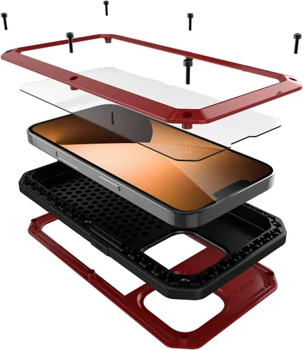 Miniatura 10 de Funda protectora de cuerpo completo 360 para iPhone 14 Pro Max, resistente a los golpes, funda de metal de aluminio con protector de pantalla