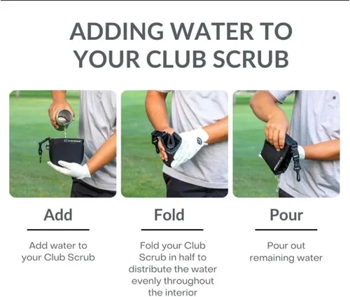 Miniatura 7 de Club Scrub Bolsa de limpieza para palos de golf y pelotas de golf, forro impermeable con tecnología de cara limpia, clip desmontable, lavable a Negro