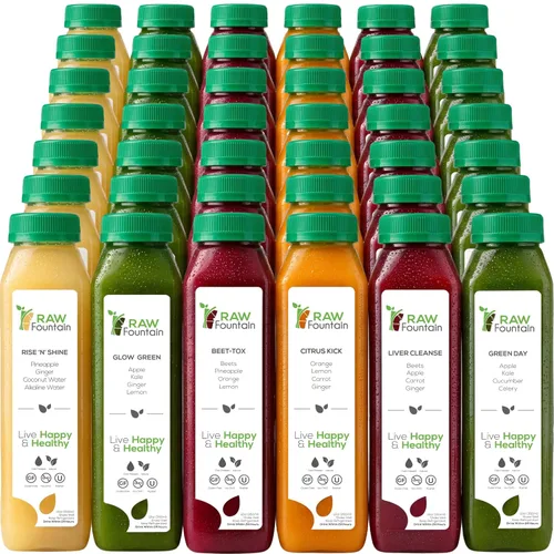 Miniatura 10 de Raw Fountain, limpieza de jugo de 3 días de limpieza natural de desintoxicación cruda, jugo para restablecimiento corporal, jugo prensado en frío