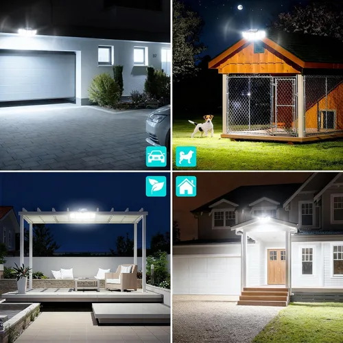 Miniatura 8 de MDCMDCM Luces solares para exteriores, sensor de movimiento impermeable, 416 LED, 3000 lúmenes, súper brillante, 3 brillo; 3 modos, iluminación