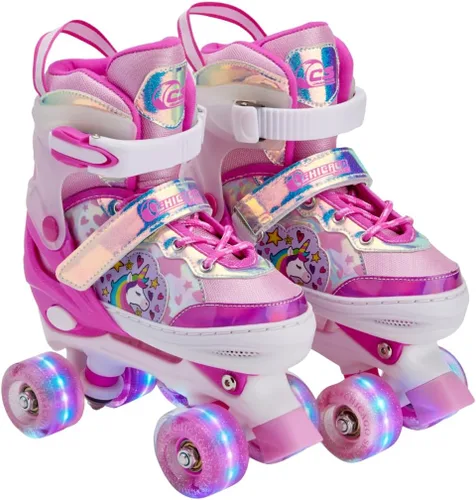 Miniatura 11 de Chicago Skates Glitzy - Patines de ruedas para niños, patines ajustables para niñas y niños, ruedas iluminadas, patines cuádruples duraderos