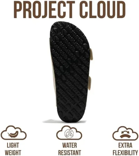 Miniatura 4 de Project Cloud - Sandalias planas de cuero genuino para mujer, cómodas sandalias esenciales de playa para mujer, de espuma viscoelástica, calzado