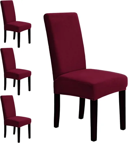 Miniatura 13 de MOSAYT Juego de 2 fundas elásticas de terciopelo para sillas de comedor, fundas suaves con tela extraíble gruesa para sillas Parsons, protectores