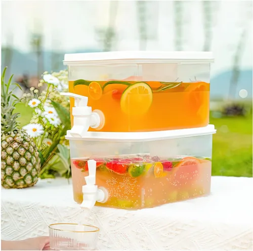 Miniatura 10 de Dispensador de bebidas para refrigerador, dispensador de bebidas de plástico con espita, recipiente de jugo sellado con pantalla de filtro, jarra