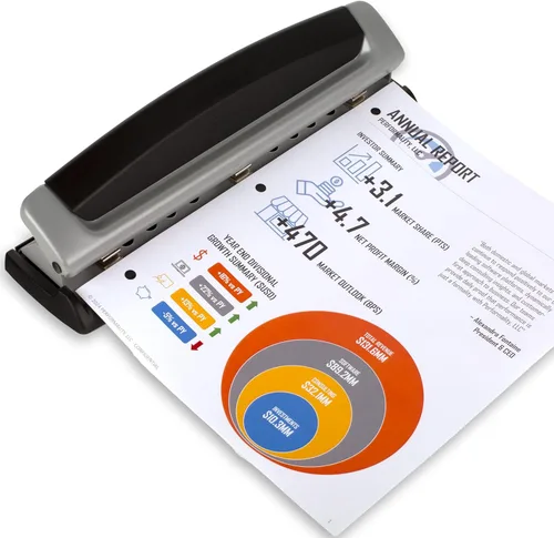Miniatura 6 de Swingline Perforadora de 3 agujeros, capacidad de 10 hojas, perforadora de tres agujeros, 3 anillos, perforadora de papel ajustable de 2 a 3