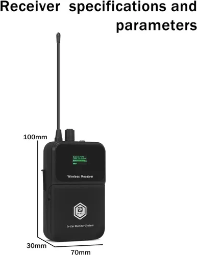 Miniatura 2 de W IN-MIX EM100 UHF Sistema de monitor intrauditivo inalámbrico 1 Bodypacks Sistema IEM mono, tecnología PLL, rango de 300 pies, latencia ultrabaja