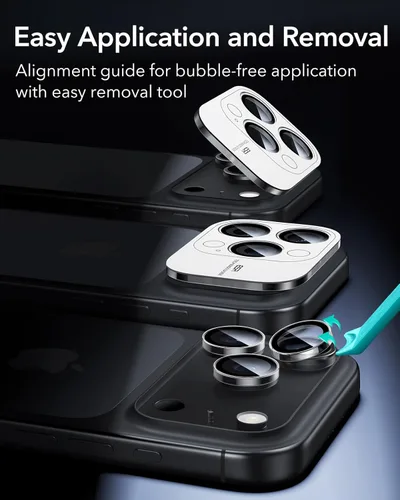 Miniatura 7 de ESR Protector de lente de cámara para iPhone 17 Pro Max/17 Pro/16 Pro Max/16 Pro/15 Pro Max/15 Pro/14 Pro Max/14 Pro, protectores de lente