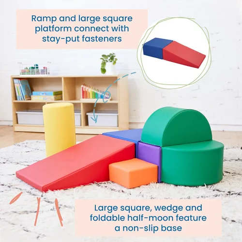 Miniatura 5 de ECR4Kids SoftZone Crawl and Climb Playtime Playset, bloques de construcción, surtido, 6 piezas