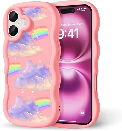 Miniatura 264 de Compatible con iPhone SE/8/7 Funda para Mujeres y Niñas, Marco Ondulado Rizado con Patrón Lindo, Estética Delgada Suave Silicona TPU Parachoques