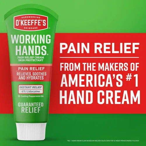 Miniatura 6 de O'Keeffe's Crema para Alivio del Dolor de Manos Trabajadoras Protector de Piel con 4% de Lidocaína y Aceite de Menta Refrescante para Alivio