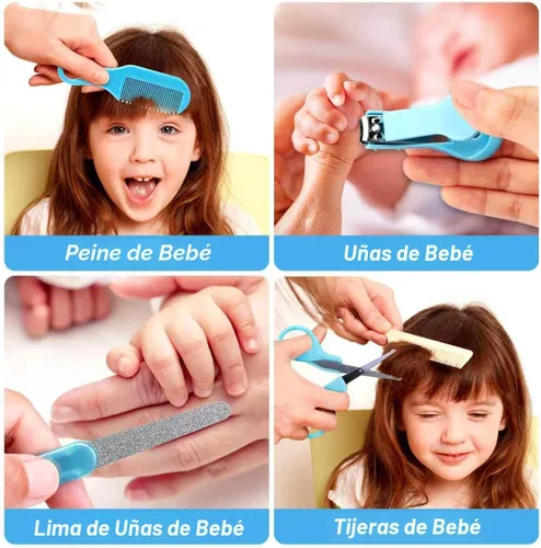 Miniatura 4 de Kit de aseo para bebé, juego de cuidado de seguridad para bebés con cepillo de pelo, peine, cortaúñas, aspirador nasal, kit de artículos esenciales