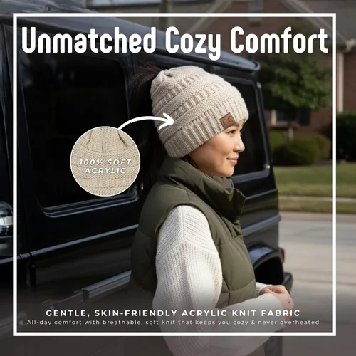 Miniatura 84 de Funky Junque - Gorro para mujer con ranura para cola de caballo