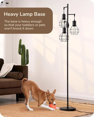 Miniatura 4 de EDISHINE Lámpara de Pie Regulable Estilo Granja, Lámpara de Pie Industrial para Sala de Estar, 3 Bombillas LED Edison Incluidas, Lámpara de Lectura