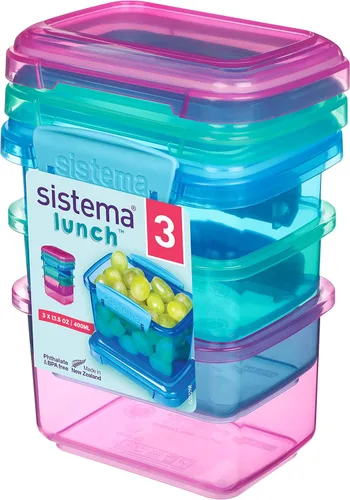 Miniatura 9 de Contenedores de almacenamiento de alimentos de la colección Sistema Lunch, 6.7 oz./0.2 L, rosa/verde/azul, 3