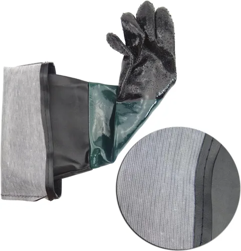 Miniatura 9 de Guantes de goma para gabinete de chorro de arena de 23.6 pulgadas, guantes de chorro de arena para gabinete abrasivo de chorro de arena