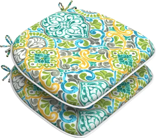 Miniatura 61 de DYTXIII Juego de 2 cojines para sillas de exterior con lazos, almohadillas repelentes al agua para sillas de patio de 17 x 16 pulgadas para muebles